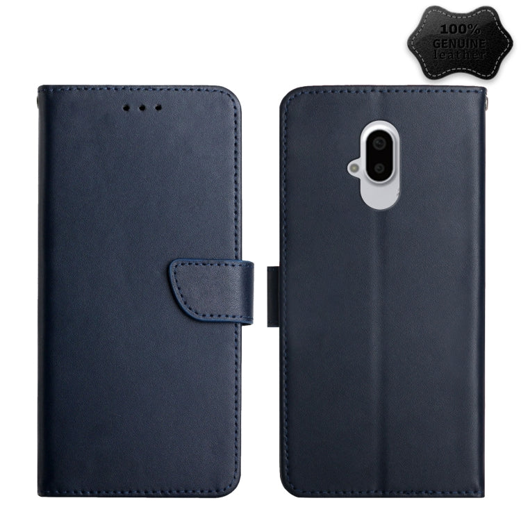 For Fujitsu Arrows F-52B Genuine Leather Fingerprint-proof Flip Phone Case(Blue) - More Brand by PMC TechLife | Online Shopping South Africa | PMC TechLife | Buy Now Pay Later Mobicred