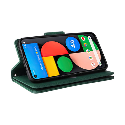 For Google Pixel 4A 5G Rivet Buckle 9 Cards Three Fold Leather Phone Case(Green) - Google Cases by PMC Jewellery | Online Shopping South Africa | PMC Jewellery | Buy Now Pay Later Mobicred