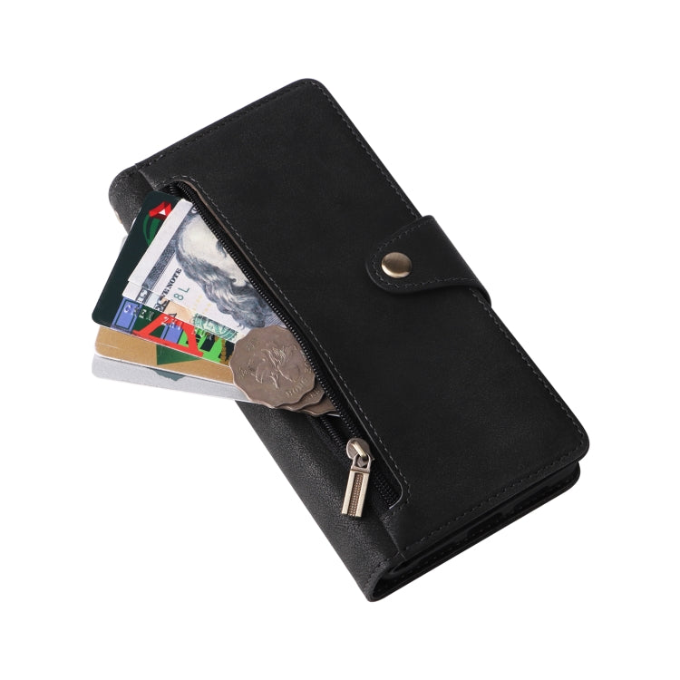For Google Pixel 6 Rivet Buckle 9 Cards Three Fold Leather Phone Case(Black) - Google Cases by PMC TechLife | Online Shopping South Africa | PMC TechLife | Buy Now Pay Later Mobicred