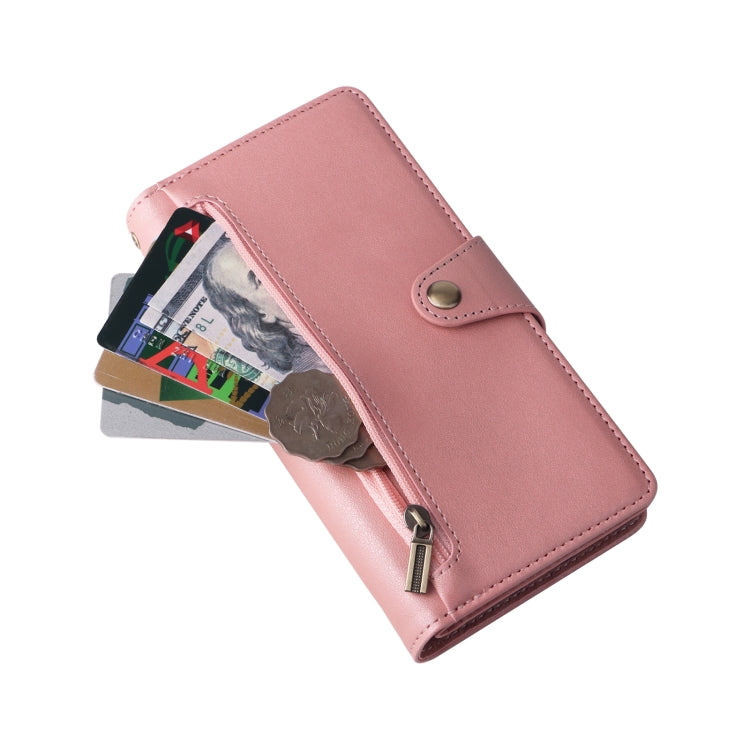 For Google Pixel 6 Pro Rivet Buckle 9 Cards Three Fold Leather Phone Case(Rose Gold) - Google Cases by PMC TechLife | Online Shopping South Africa | PMC TechLife | Buy Now Pay Later Mobicred