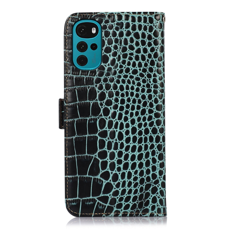 For Motorola Moto G22 Crocodile Top Layer Cowhide Leather Phone Case(Green) - Motorola Cases by PMC TechLife | Online Shopping South Africa | PMC TechLife | Buy Now Pay Later Mobicred