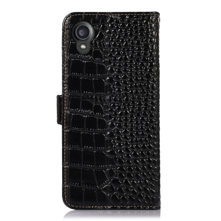For Kyocera Digno BX2 Crocodile Top Layer Cowhide Leather Phone Case(Black) - More Brand by PMC TechLife | Online Shopping South Africa | PMC TechLife | Buy Now Pay Later Mobicred