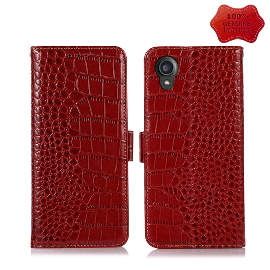 For Kyocera Digno BX2 Crocodile Top Layer Cowhide Leather Phone Case(Red) - More Brand by PMC Jewellery | Online Shopping South Africa | PMC Jewellery | Buy Now Pay Later Mobicred