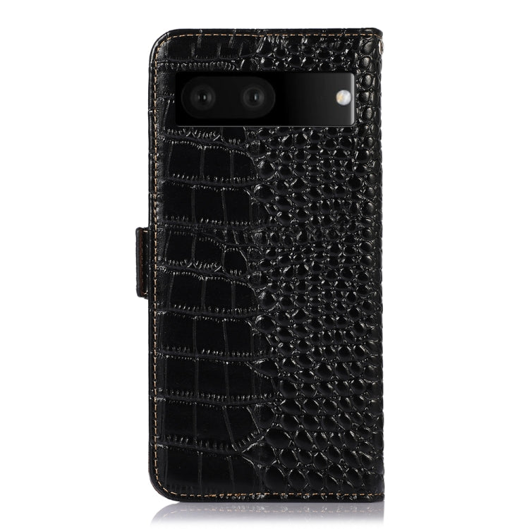 For Google Pixel 7 5G Crocodile Top Layer Cowhide Leather Phone Case(Black) - Google Cases by PMC TechLife | Online Shopping South Africa | PMC TechLife | Buy Now Pay Later Mobicred
