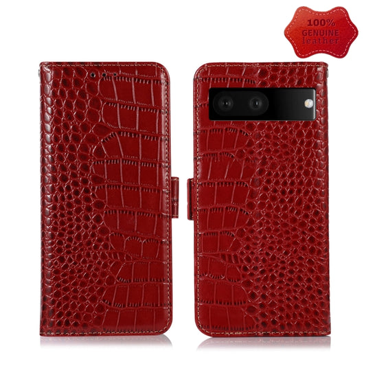 For Google Pixel 7 5G Crocodile Top Layer Cowhide Leather Phone Case(Red) - Google Cases by PMC Jewellery | Online Shopping South Africa | PMC Jewellery | Buy Now Pay Later Mobicred