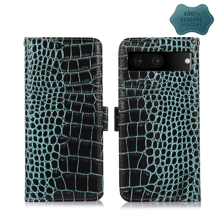 For Google Pixel 7 5G Crocodile Top Layer Cowhide Leather Phone Case(Green) - free shipping - PMC TechLife - Order now!