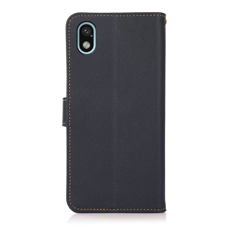 For Sony Xperia Ace III KHAZNEH Custer Genuine Leather RFID Phone Case(Blue) - Sony Cases by PMC TechLife | Online Shopping South Africa | PMC TechLife | Buy Now Pay Later Mobicred