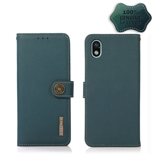 For Sony Xperia Ace III KHAZNEH Custer Genuine Leather RFID Phone Case(Green) - Sony Cases by PMC Jewellery | Online Shopping South Africa | PMC Jewellery | Buy Now Pay Later Mobicred