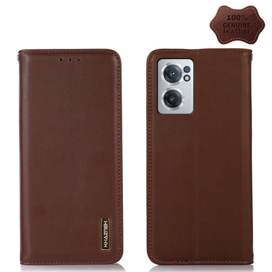 For OnePlus Nord CE 2 5G KHAZNEH Nappa Top Layer Cowhide Leather Phone Case(Brown) - OnePlus Cases by PMC Jewellery | Online Shopping South Africa | PMC Jewellery | Buy Now Pay Later Mobicred