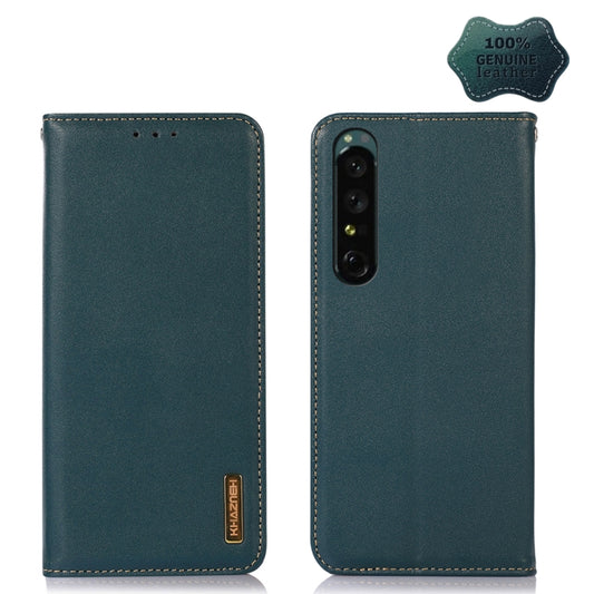 For Sony Xperia 1 IV KHAZNEH Nappa Top Layer Cowhide Leather Phone Case(Green) - Sony Cases by PMC Jewellery | Online Shopping South Africa | PMC Jewellery | Buy Now Pay Later Mobicred