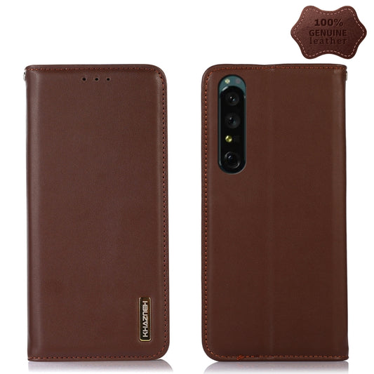 For Sony Xperia 1 IV KHAZNEH Nappa Top Layer Cowhide Leather Phone Case(Brown) - Sony Cases by PMC Jewellery | Online Shopping South Africa | PMC Jewellery | Buy Now Pay Later Mobicred