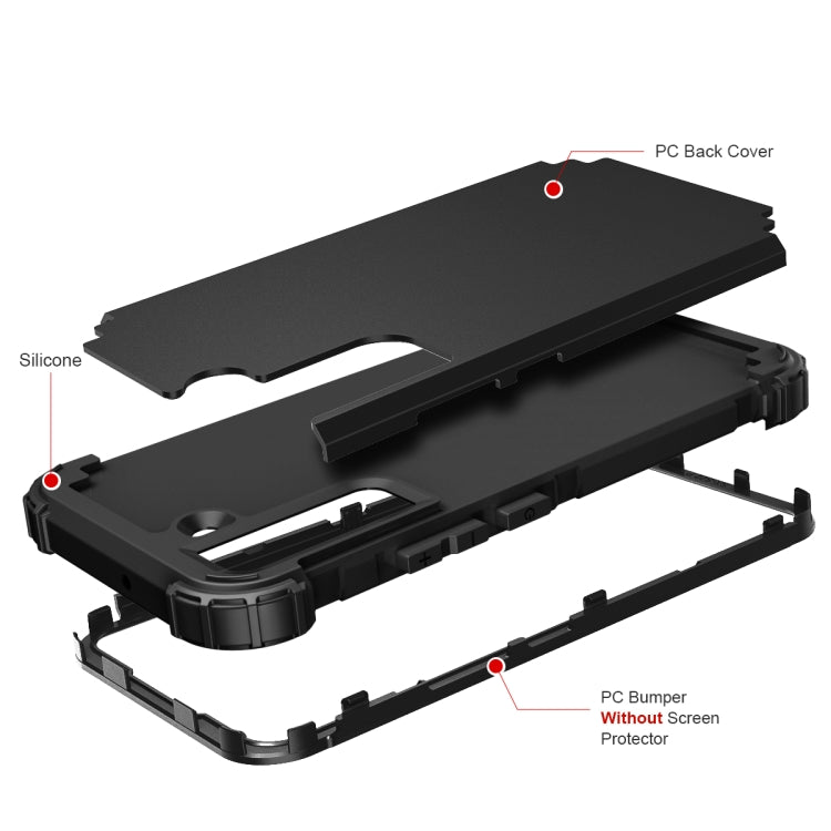 For Samsung Galaxy S22 5G PC + Silicone Phone Case(Black) - Galaxy S22 5G Cases by PMC TechLife | Online Shopping South Africa | PMC TechLife