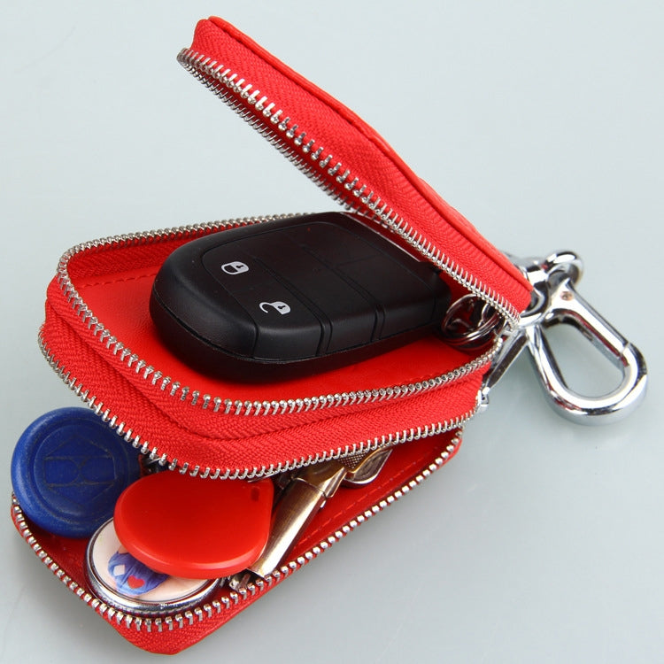 9075 Universal Crocodile Texture Genuine Leather Double Zipper Car Key Case(Coffee) - Car Key Cases by PMC Jewellery | Online Shopping South Africa | PMC Jewellery | Buy Now Pay Later Mobicred