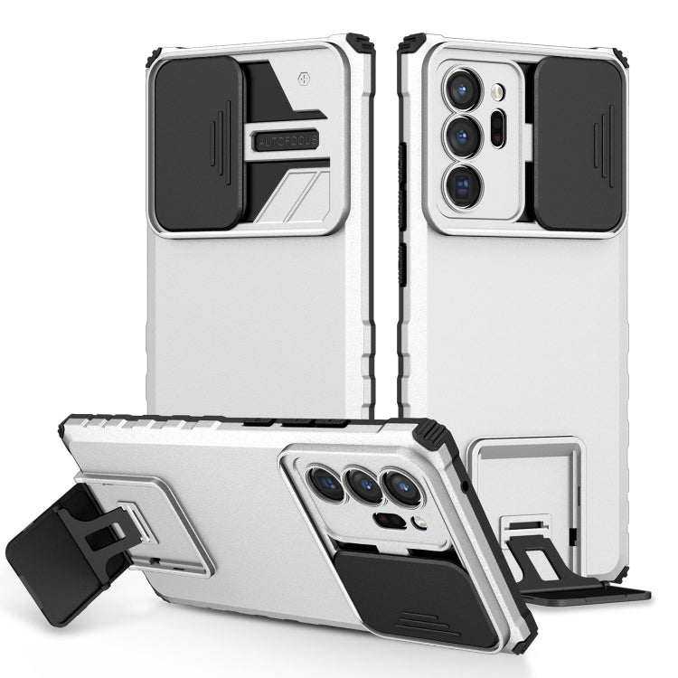 For Samsung Galaxy Note20 Ultra Stereoscopic Holder Sliding Camshield Phone Case(White) - Galaxy Note20 Ultra Cases by PMC TechLife | Online Shopping South Africa | PMC TechLife
