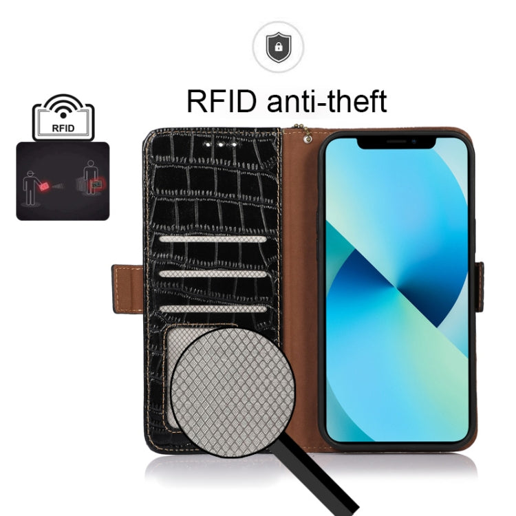 For Motorola Moto G52 4G Crocodile Top Layer Cowhide Leather Phone Case(Black) - Motorola Cases by PMC TechLife | Online Shopping South Africa | PMC TechLife | Buy Now Pay Later Mobicred