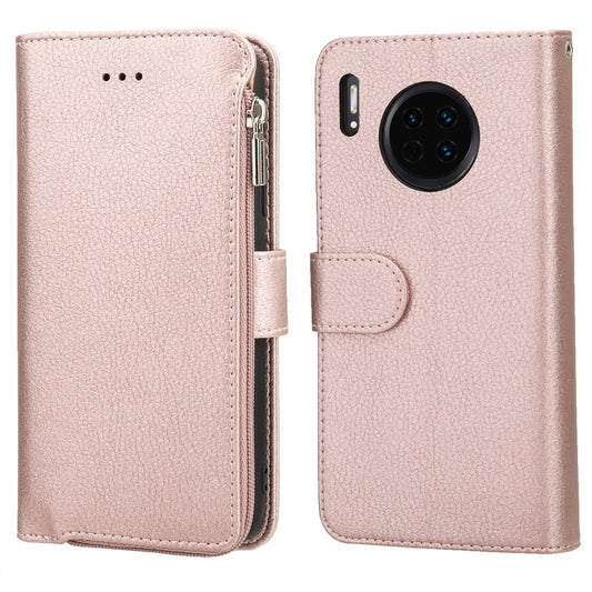 For Huawei Mate 30 Microfiber Zipper Horizontal Flip Leather Case(Rose Gold) - Huawei Cases by PMC Jewellery | Online Shopping South Africa | PMC Jewellery | Buy Now Pay Later Mobicred