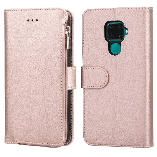 For Huawei Nova 5i Pro / Mate 30 Lite Microfiber Zipper Horizontal Flip Leather Case(Rose Gold) - Huawei Cases by PMC Jewellery | Online Shopping South Africa | PMC Jewellery | Buy Now Pay Later Mobicred