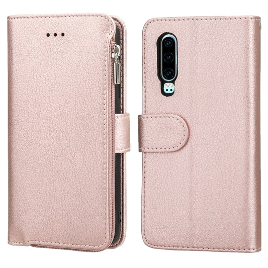 For Huawei P30 Microfiber Zipper Horizontal Flip Leather Case(Rose Gold) - Huawei Cases by PMC Jewellery | Online Shopping South Africa | PMC Jewellery | Buy Now Pay Later Mobicred