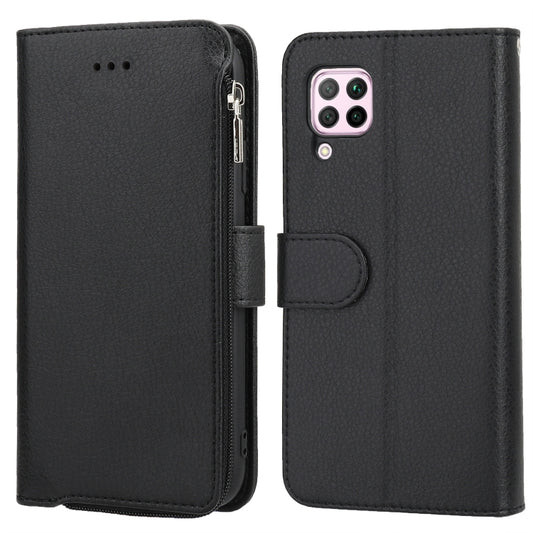 For Huawei P40 Lite / nova 6 SE Microfiber Zipper Horizontal Flip Leather Case(Black) - Huawei Cases by PMC Jewellery | Online Shopping South Africa | PMC Jewellery | Buy Now Pay Later Mobicred