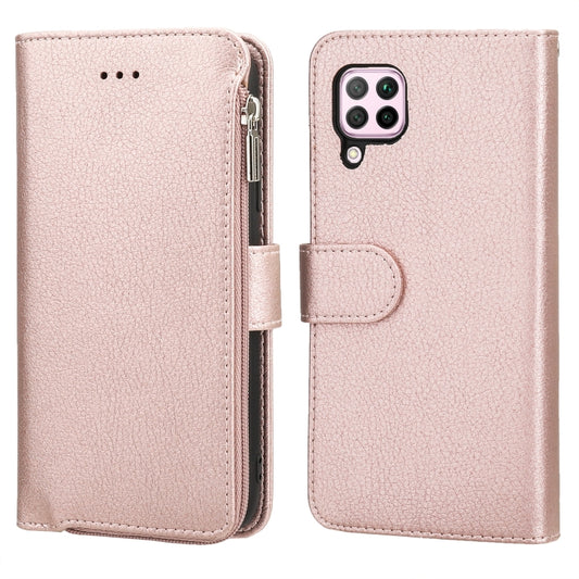 For Huawei P40 Lite / nova 6 SE Microfiber Zipper Horizontal Flip Leather Case(Rose Gold) - Huawei Cases by PMC Jewellery | Online Shopping South Africa | PMC Jewellery | Buy Now Pay Later Mobicred