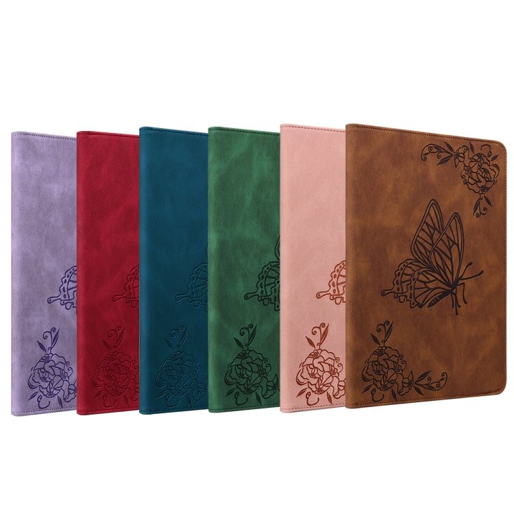 For Huawei MediaPad T5 Butterfly Flower Embossed Leather Tablet Case(Blue) - Huawei by PMC TechLife | Online Shopping South Africa | PMC TechLife | Buy Now Pay Later Mobicred
