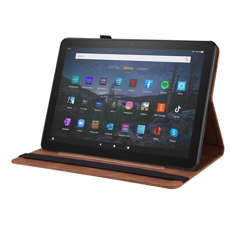 For Amazon Kindle Fire HD 10 2021 / 10 Plus 2021 Butterfly Flower Embossed Leather Tablet Case(Brown) - Amazon by PMC TechLife | Online Shopping South Africa | PMC TechLife | Buy Now Pay Later Mobicred