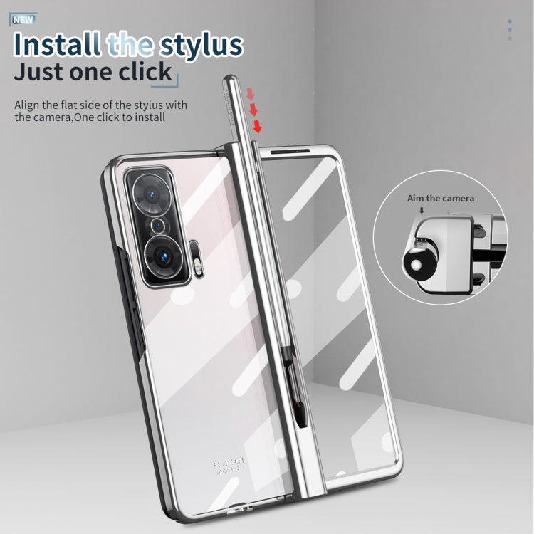For Honor Magic V Electroplating Hinge Phone Case with Stylus(Silver) - Honor Cases by PMC TechLife | Online Shopping South Africa | PMC TechLife