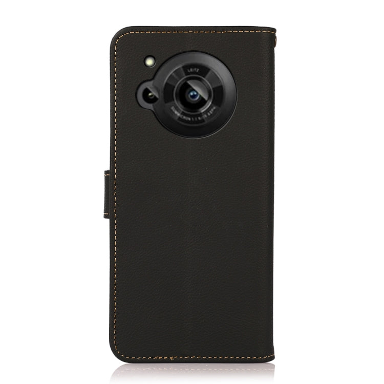 For Sharp Aquos R7 KHAZNEH Custer Genuine Leather RFID Phone Case(Black) - More Brand by PMC TechLife | Online Shopping South Africa | PMC TechLife | Buy Now Pay Later Mobicred