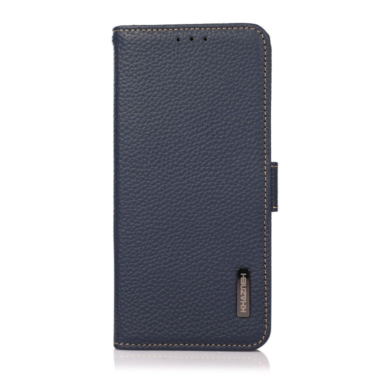 For Sharp Aquos R7 KHAZNEH Side-Magnetic Litchi Genuine Leather RFID Phone Case(Blue) - More Brand by PMC TechLife | Online Shopping South Africa | PMC TechLife | Buy Now Pay Later Mobicred