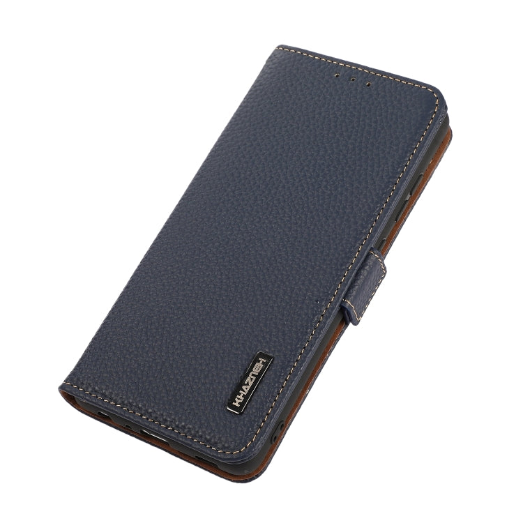 For Sharp Aquos R7 KHAZNEH Side-Magnetic Litchi Genuine Leather RFID Phone Case(Blue) - More Brand by PMC TechLife | Online Shopping South Africa | PMC TechLife | Buy Now Pay Later Mobicred