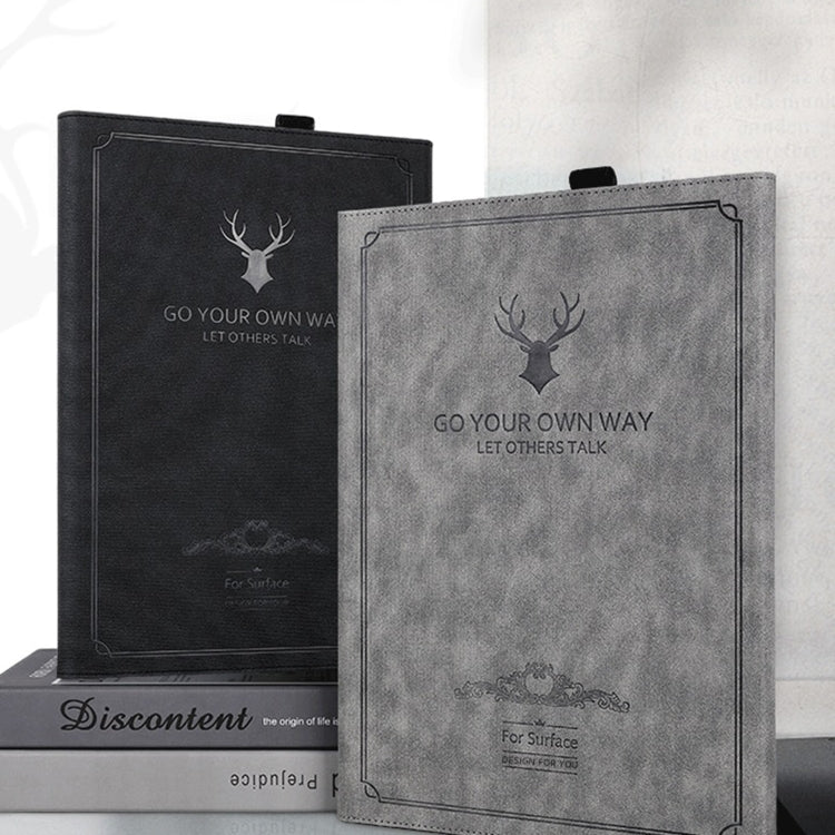 For MicroSoft Surface Pro 8 Deer Head Pattern Tablet Leather Case(Black) - Others by PMC Jewellery | Online Shopping South Africa | PMC Jewellery | Buy Now Pay Later Mobicred