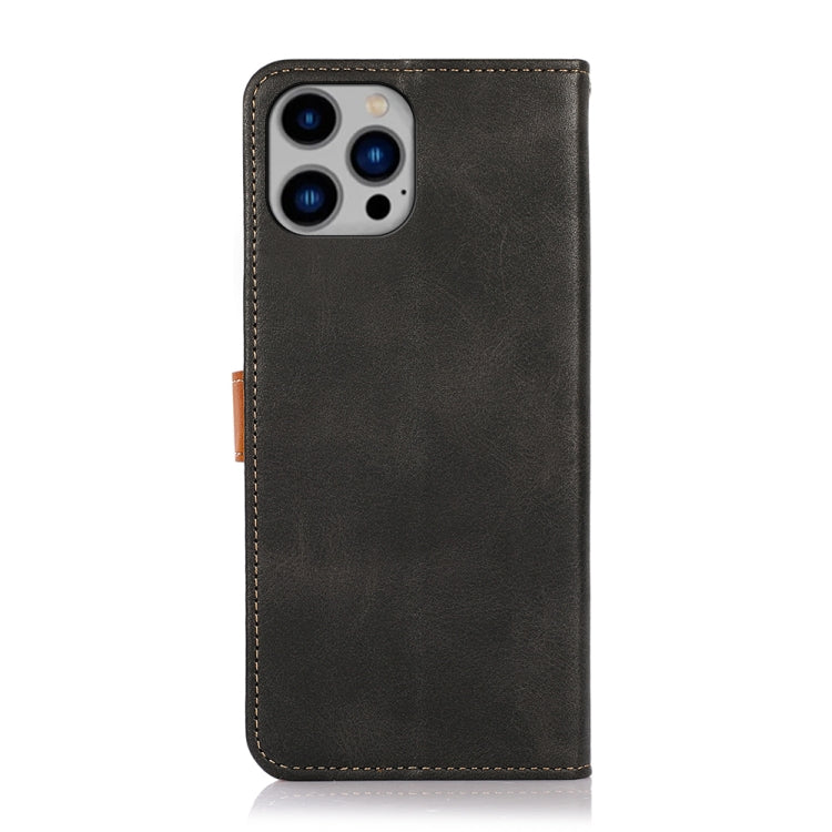 KHAZNEH Dual-color Cowhide Texture Flip Leather Phone Case For iPhone 16 Pro Max(Black) - iPhone 16 Pro Max Cases by PMC Jewellery | Online Shopping South Africa | PMC Jewellery | Buy Now Pay Later Mobicred