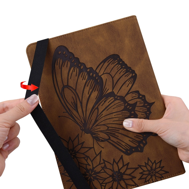 For Lenovo Tab M10 X505L Big Butterfly Embossed Leather Tablet Case(Brown) - Lenovo by PMC TechLife | Online Shopping South Africa | PMC TechLife | Buy Now Pay Later Mobicred