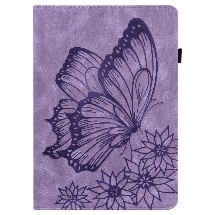 For Lenovo Tab M10 HD 2nd Gen Big Butterfly Embossed Leather Tablet Case(Purple) - Lenovo by PMC TechLife | Online Shopping South Africa | PMC TechLife | Buy Now Pay Later Mobicred