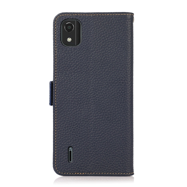 For Nokia C2 2nd Edition KHAZNEH Side-Magnetic Litchi Genuine Leather RFID Phone Case(Blue) - Nokia Cases by PMC TechLife | Online Shopping South Africa | PMC TechLife | Buy Now Pay Later Mobicred