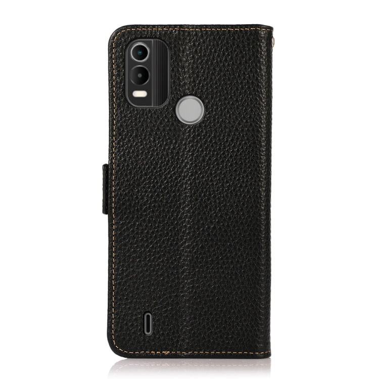 For Nokia C21 Plus KHAZNEH Side-Magnetic Litchi Genuine Leather RFID Phone Case(Black) - Nokia Cases by PMC TechLife | Online Shopping South Africa | PMC TechLife | Buy Now Pay Later Mobicred