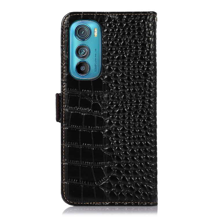 For Motorola Edge 30 5G Crocodile Top Layer Cowhide Leather Phone Case(Black) - Motorola Cases by PMC TechLife | Online Shopping South Africa | PMC TechLife | Buy Now Pay Later Mobicred