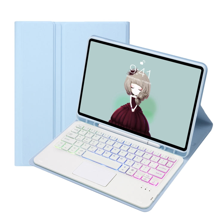 For Samsung Galaxy Tab A8 10.5 (2021) A08B-AS Candy Color Backlight Bluetooth Keyboard Leather Tablet Case(White Ice) - Samsung Keyboard by PMC TechLife | Online Shopping South Africa | PMC TechLife