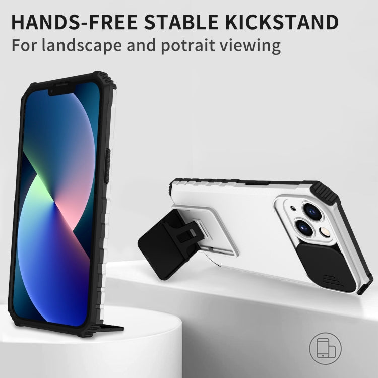 For OPPO Realme C35 Stereoscopic Holder Sliding Camshield Phone Case(White) - Realme Cases by PMC TechLife | Online Shopping South Africa | PMC TechLife