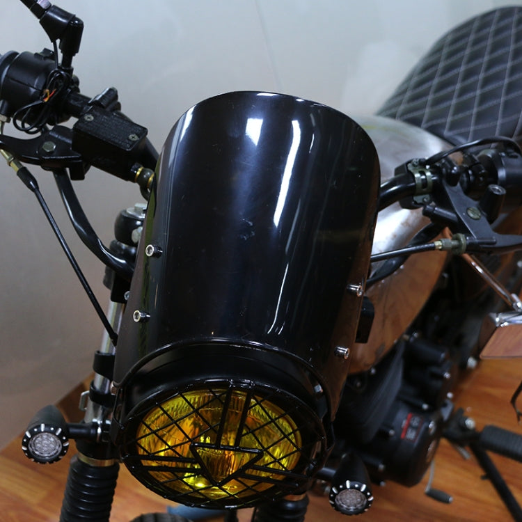 XRL-456120 Motorcycle 5-7 inch Headlight Retro Windshield(Black) - Others by PMC Jewellery | Online Shopping South Africa | PMC Jewellery | Buy Now Pay Later Mobicred