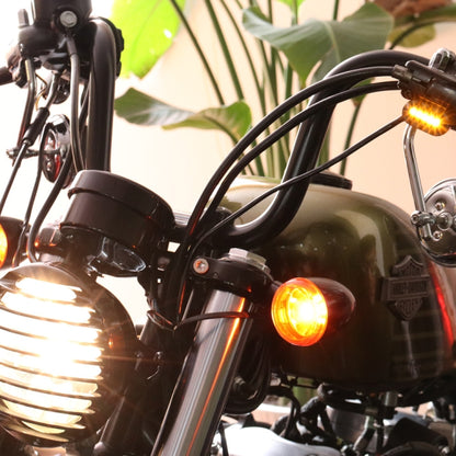 HP-Z058 Motorcycle Modified Rearview Mirror LED Turn Signal Light for Harley Sportsters XL 883 / 1200(Black White) - Turn Signal by PMC Jewellery | Online Shopping South Africa | PMC Jewellery | Buy Now Pay Later Mobicred