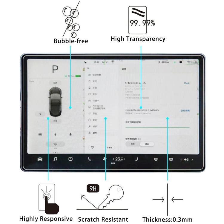 2 PCS Car Navigator Protective Film Tempered Glass Film For Tesla 15.6 - Accessories & Parts by PMC Jewellery | Online Shopping South Africa | PMC Jewellery | Buy Now Pay Later Mobicred