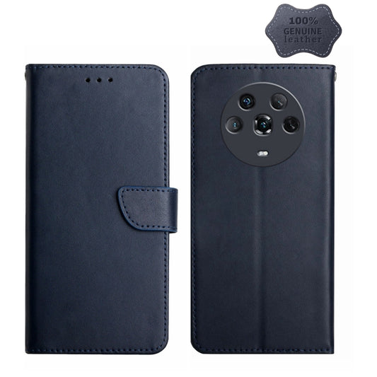 For Honor Magic4 Genuine Leather Fingerprint-proof Horizontal Flip Phone Case(Blue) - Honor Cases by PMC Jewellery | Online Shopping South Africa | PMC Jewellery | Buy Now Pay Later Mobicred