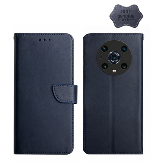 For Honor Magic4 Pro Genuine Leather Fingerprint-proof Horizontal Flip Phone Case(Blue) - Honor Cases by PMC Jewellery | Online Shopping South Africa | PMC Jewellery | Buy Now Pay Later Mobicred