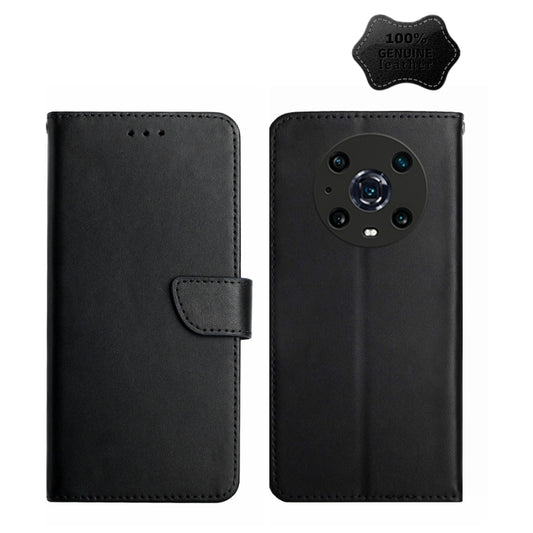 For Honor Magic4 Pro Genuine Leather Fingerprint-proof Horizontal Flip Phone Case(Black) - Honor Cases by PMC Jewellery | Online Shopping South Africa | PMC Jewellery | Buy Now Pay Later Mobicred