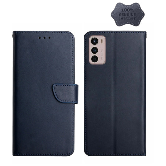 For Motorola Moto G42 Genuine Leather Fingerprint-proof Horizontal Flip Phone Case(Blue) - Motorola Cases by PMC Jewellery | Online Shopping South Africa | PMC Jewellery | Buy Now Pay Later Mobicred