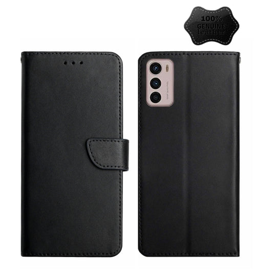 For Motorola Moto G42 Genuine Leather Fingerprint-proof Horizontal Flip Phone Case(Black) - Motorola Cases by PMC Jewellery | Online Shopping South Africa | PMC Jewellery | Buy Now Pay Later Mobicred