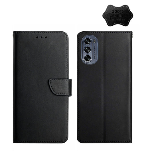 For Motorola Moto G62 5G Genuine Leather Fingerprint-proof Horizontal Flip Phone Case(Black) - Motorola Cases by PMC Jewellery | Online Shopping South Africa | PMC Jewellery | Buy Now Pay Later Mobicred