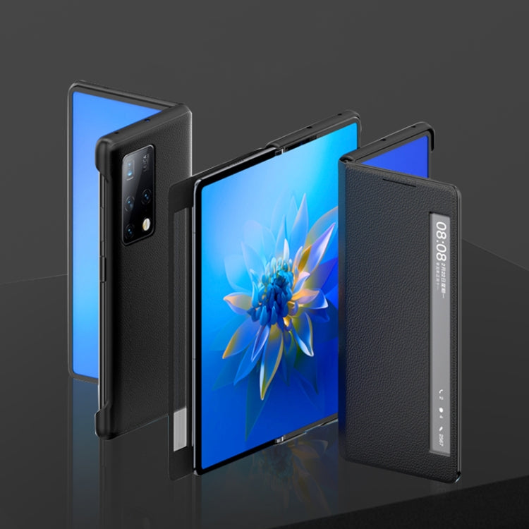 For Huawei Mate X2 Litchi Texture Horizontal Flip Leather Phone Case with Smart Touch Call Display ID(Blue) - Huawei Cases by PMC TechLife | Online Shopping South Africa | PMC TechLife | Buy Now Pay Later Mobicred