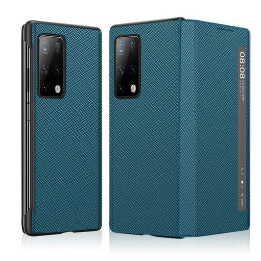 For Huawei Mate X2 Cross Texture Horizontal Flip Leather Phone Case with Smart Touch Call Display ID(Light Blue) - Huawei Cases by PMC Jewellery | Online Shopping South Africa | PMC Jewellery | Buy Now Pay Later Mobicred